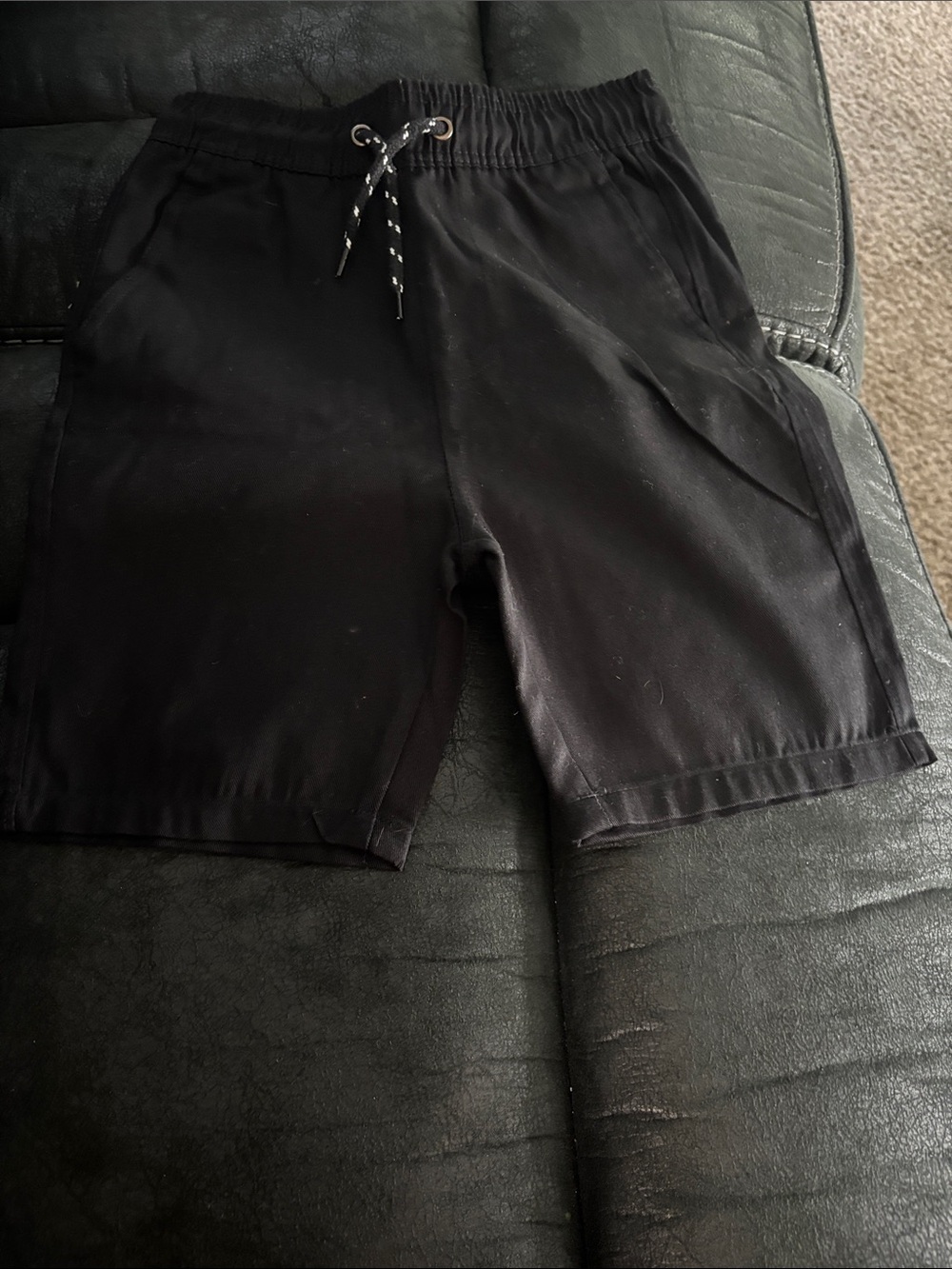 Casual Black Drawstring Shorts